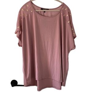 Louise Paris 3X Blush Pink with Gold Polka Dots Top NWT Plus Size Dressy Shirt